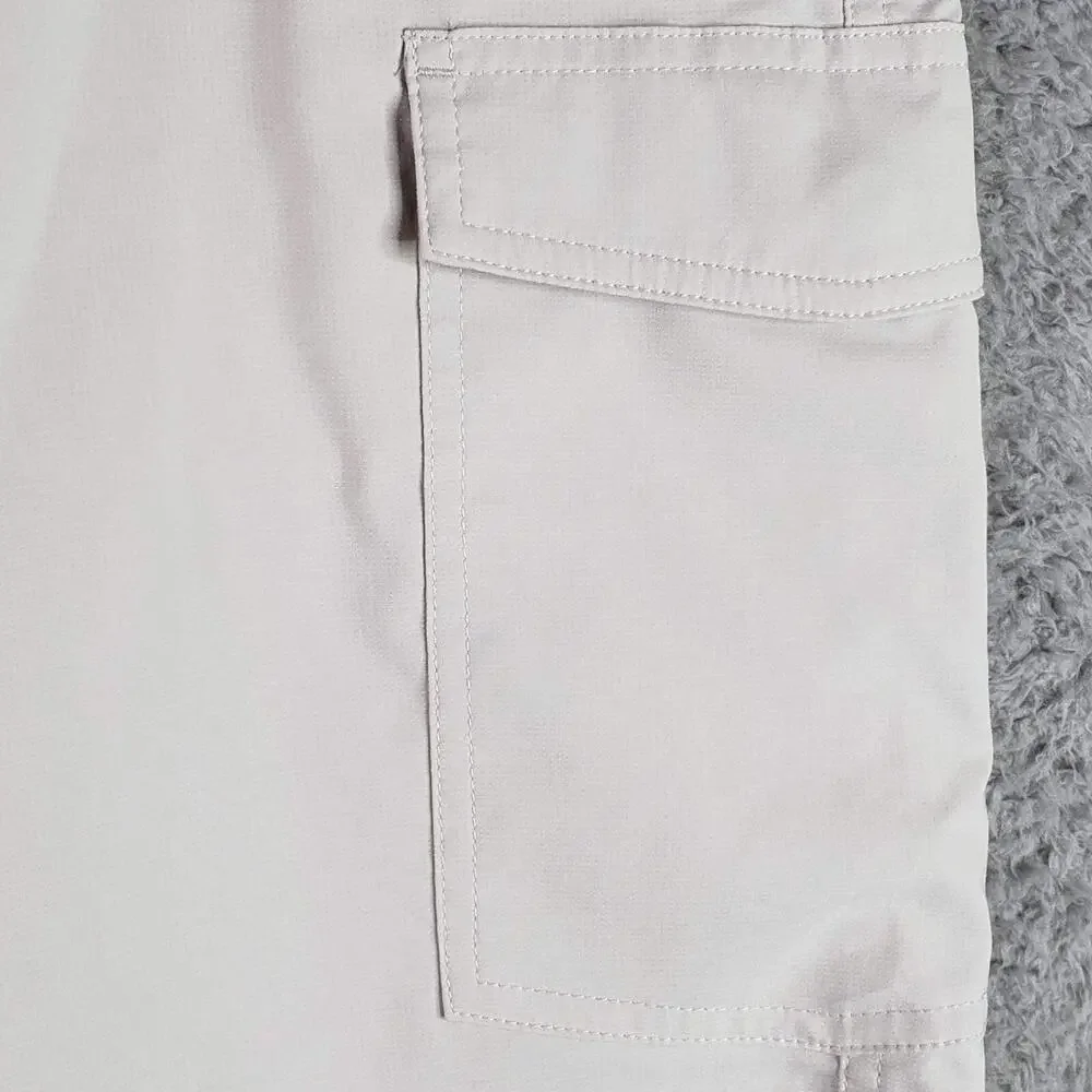 Nike Golf Shorts Mens Size 32 Dri-Fit Khaki Logo Stretch Flat Front Chino
